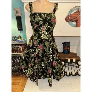 VINTAGE FIFTIES GRENELLE ESTEVEZ FLORAL PRINT CIRCLE SKIRT POLISHED COTTON DRESS